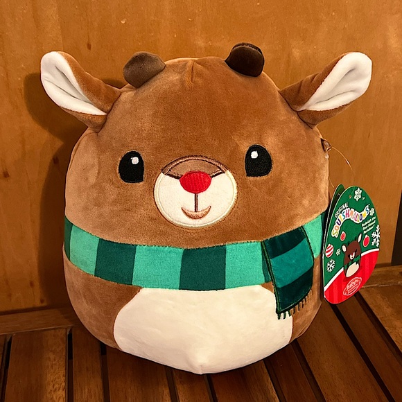 Squishmallows Other - NWT 8” Rudolph the Red Nose Reindeer Squishmallow Christmas scarf deer doe scarf